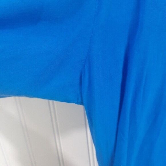 FANG Womens Small Royal‎ Blue 1/4 Button Blouse Hi Lo Hem - Picture 6 of 11